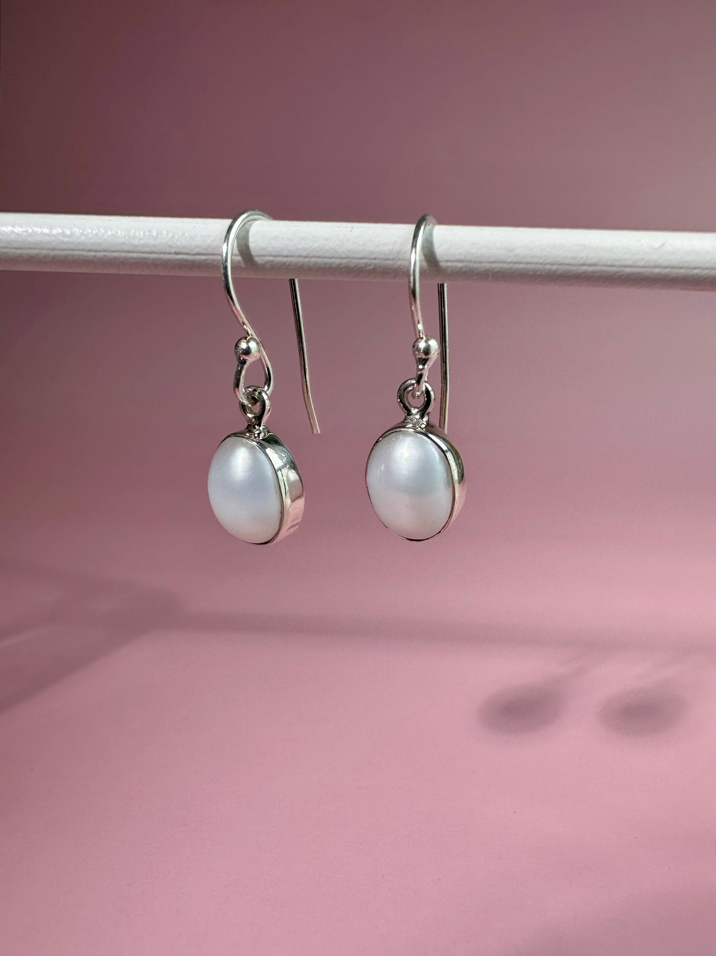 925 Sterling Silver Pearl Dangle Earrings