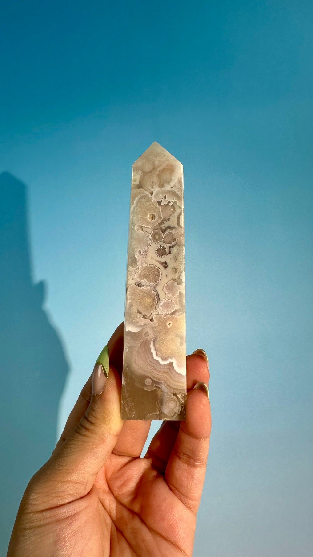 Druzy Flower Agate Obelisk – Option G