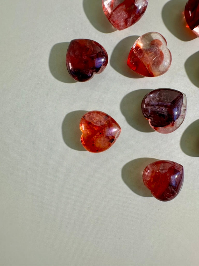 Mini Fire Quartz Heart | Hematoid Quartz Crystal