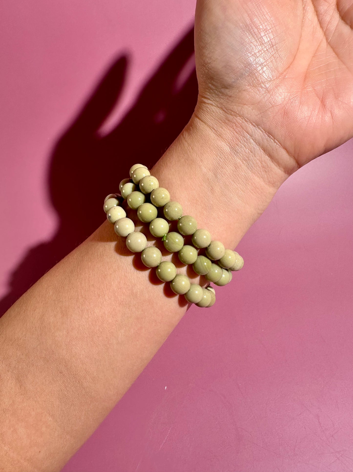 8mm Avocado Alashan Agate Beaded Bracelet | Grounding, Growth & Harmony Energy