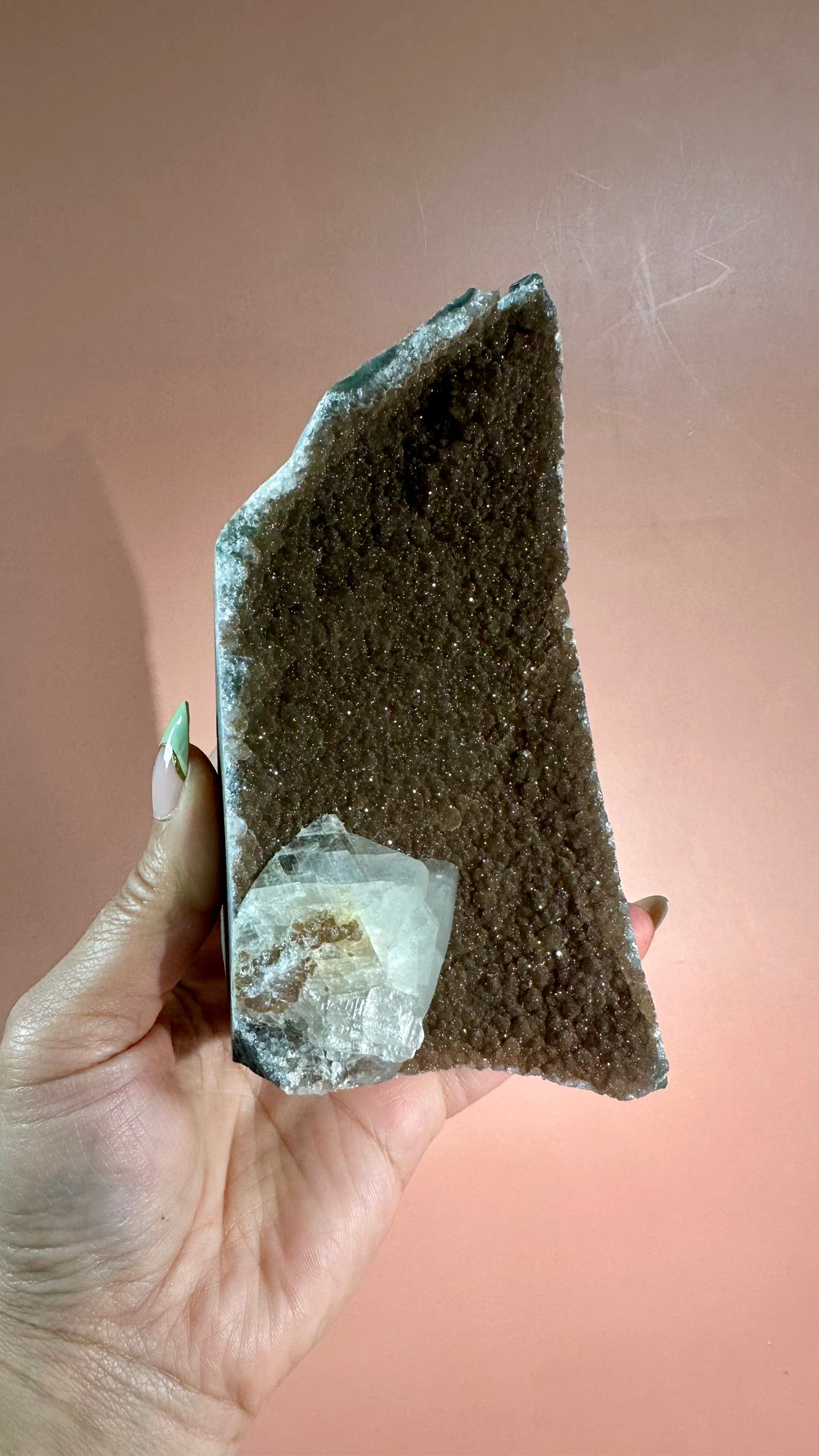 Rainbow Amethyst Cut Base with Calcite