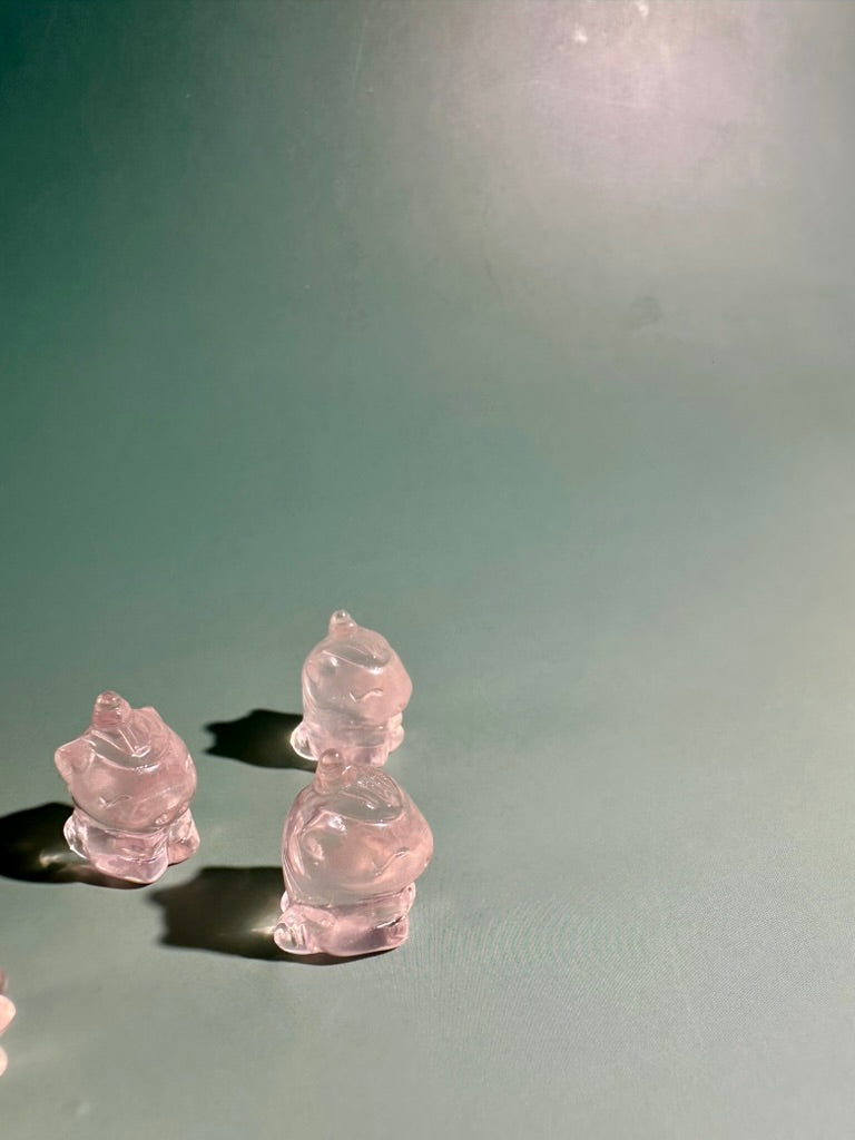 Mini Rose Quartz Sitting Unicorn | Crystal Carving