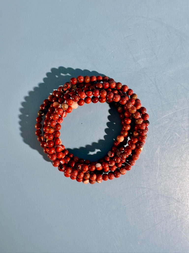 4mm Red Jasper Beaded Bracelet – Grounding Crystal