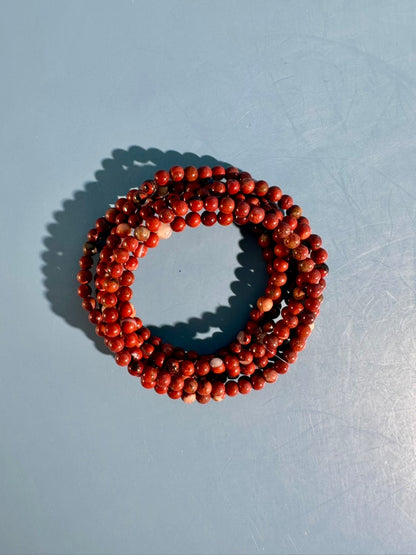 4mm Red Jasper Beaded Bracelet – Grounding Crystal