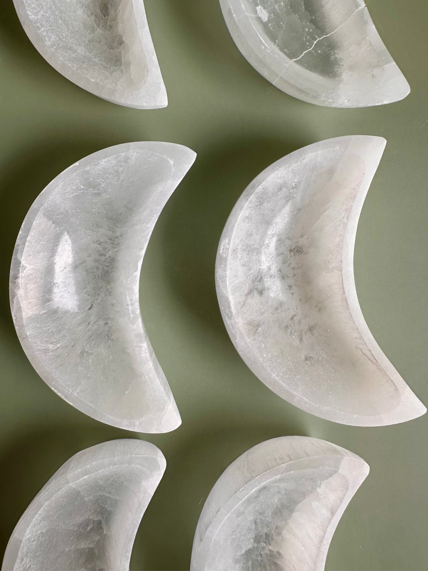 Satin Spar (Selenite) Crescent Moon Dish