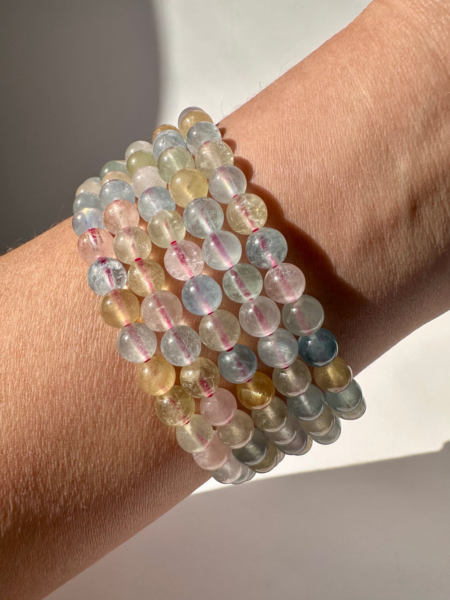 6mm Multi Beryl (Morganite) Beaded Bracelet