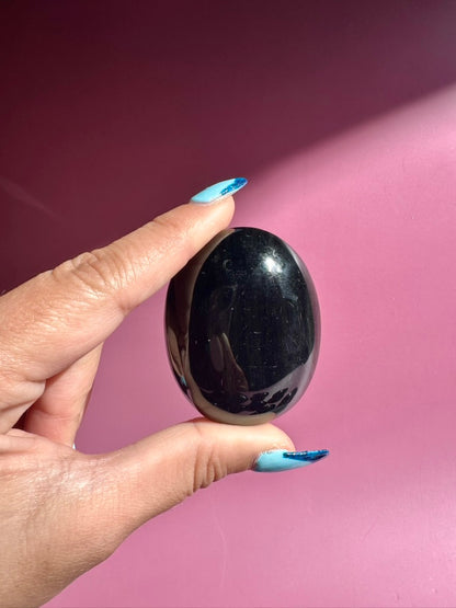 Black Obsidian Palm Stone