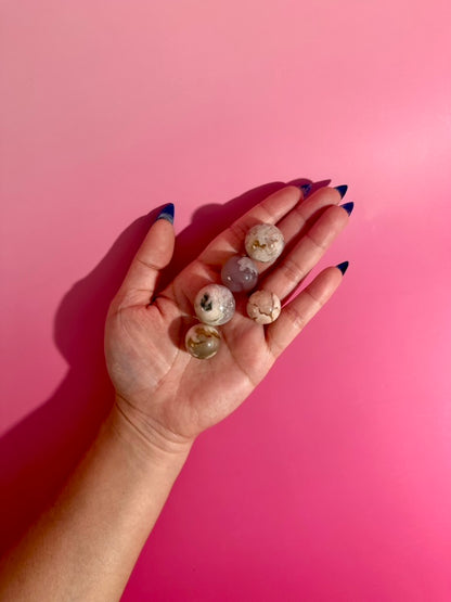 Small Flower Agate Sphere 20mm | Mini Crystal Sphere