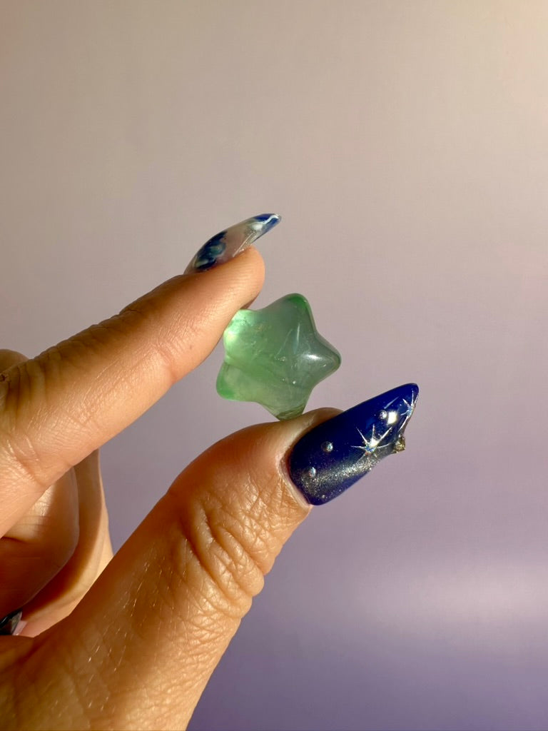 Small Rainbow Fluorite Puffy Star | Crystal Carving