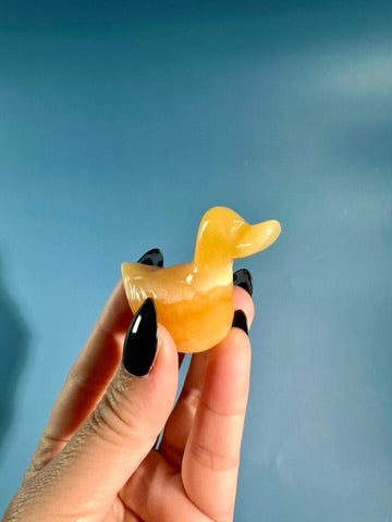 Orange Calcite Duck Carving