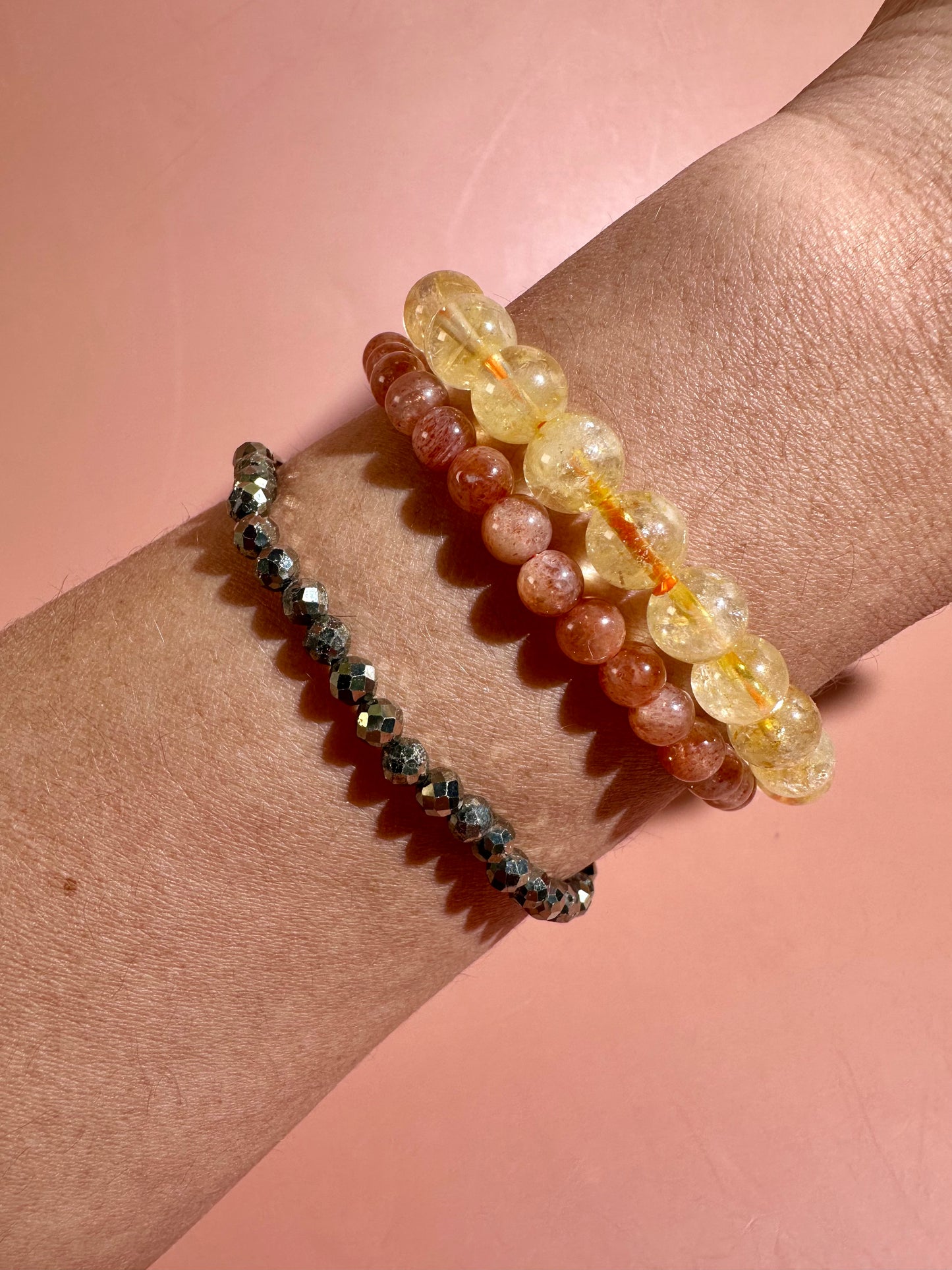 Bracelet Bundle Set: “Golden Prairie" - Satin Spar (Selenite), Yellow Crazy Lace Agate, Mookaite Jasper