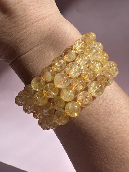 8mm Citrine (Heated) Beaded Bracelet