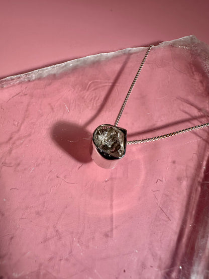 925 Sterling Silver Herkimer Diamond Bezel Slider Necklace