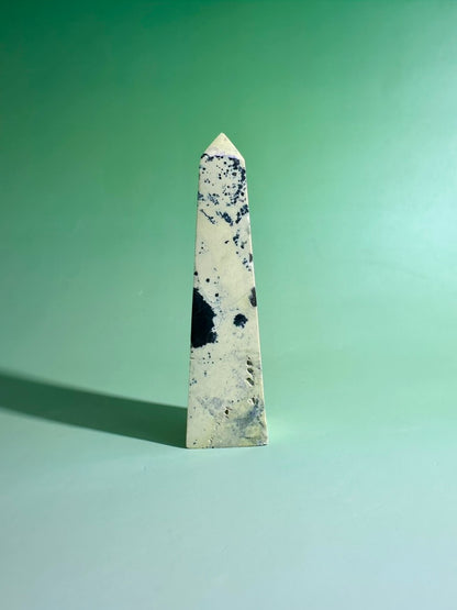 Serpentine with Pyrite Tower (Peru) Option E | Grounding, Abundance & Personal Growth Crystal