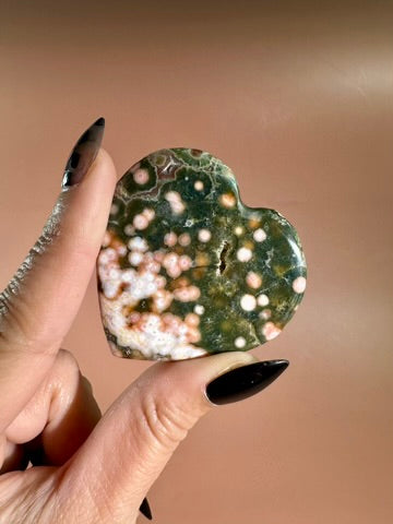 Ocean Jasper Heart Carving – C