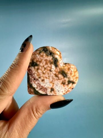 Ocean Jasper Heart Carving – F