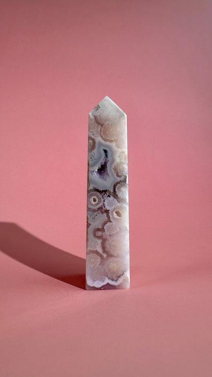 Druzy Flower Agate Obelisk – Option D