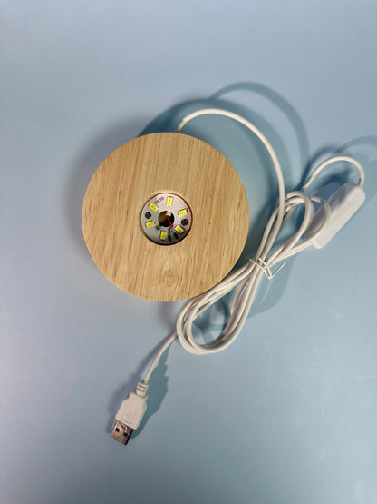 Hand-Carved Onyx Ghost Carving with Wooden Lamp Base – LED Color-Changing Light