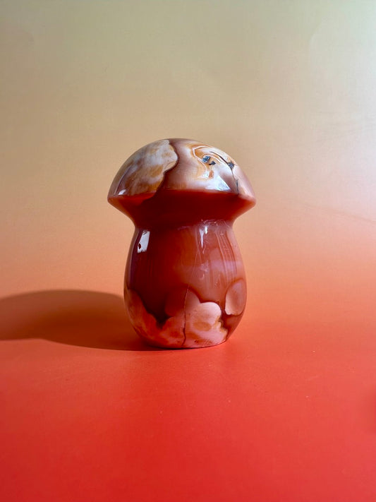 Carnelian Mushroom Carving – Option A | Courage, Vitality & Woodland Energy