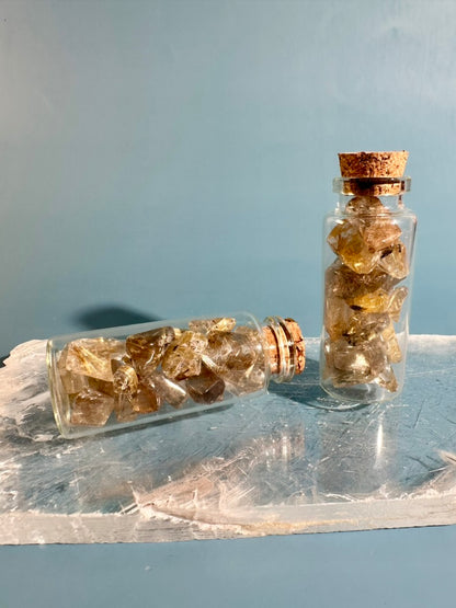 Brazilian Golden Rutile Chip Vial | Polished Quartz for Clarity, Manifestation & Positive Energy