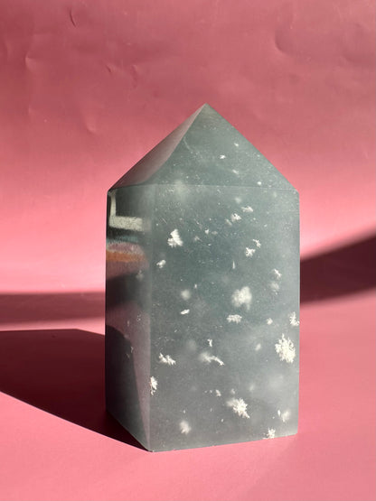 Large Peruvian Snowflake Angelite Tower - B