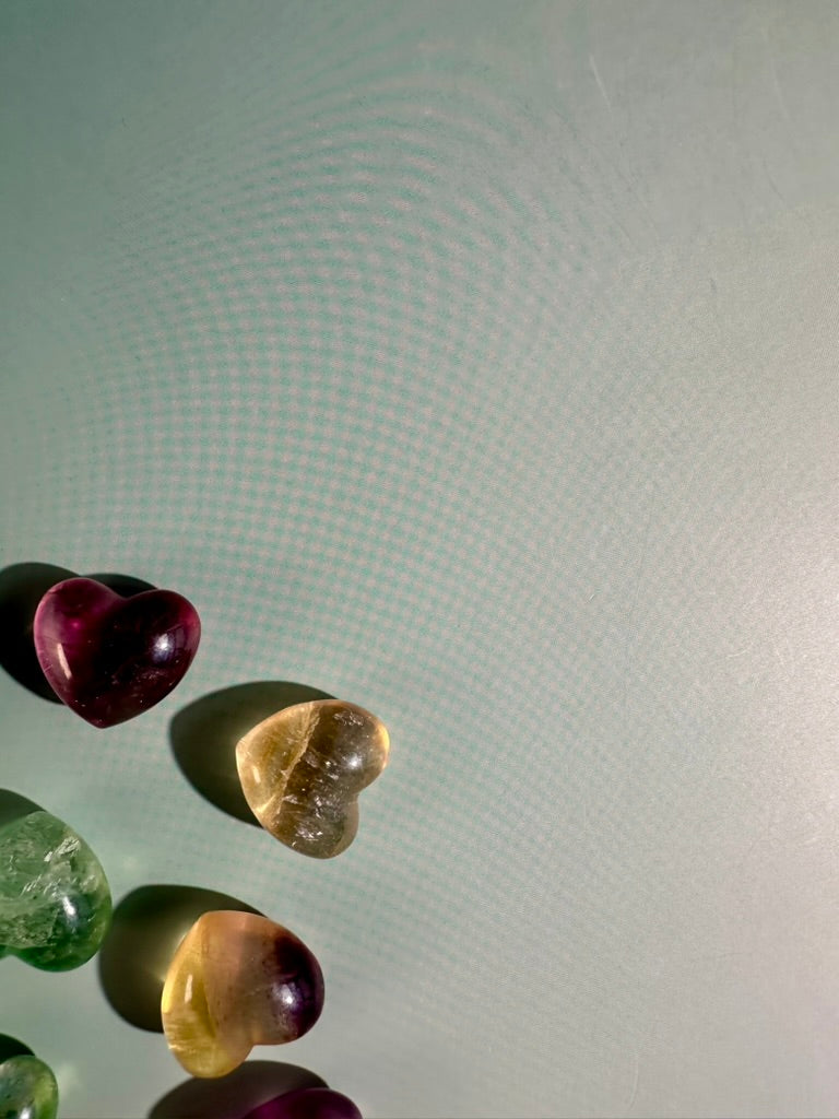 Small Rainbow Fluorite Heart | Crystal Carving