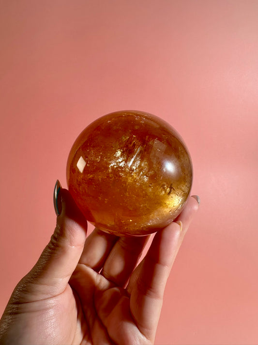 Honey Calcite Sphere – Option B | Mental Clarity, Motivation & Prosperity Crystal