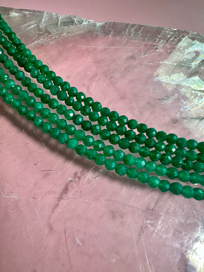 3mm Faceted Green Jade Necklace