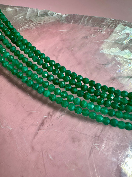 3mm Faceted Green Jade Necklace
