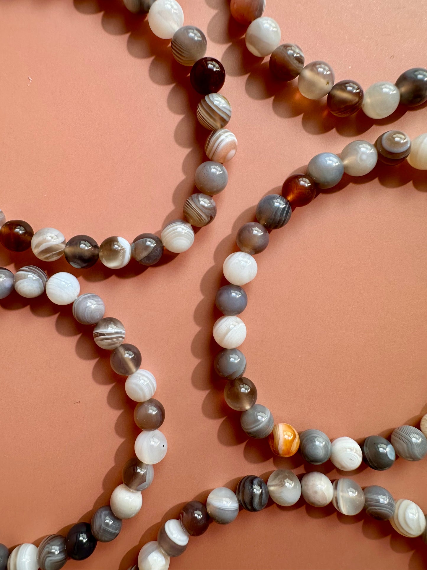 6mm Botswana Agate Beaded Bracelet