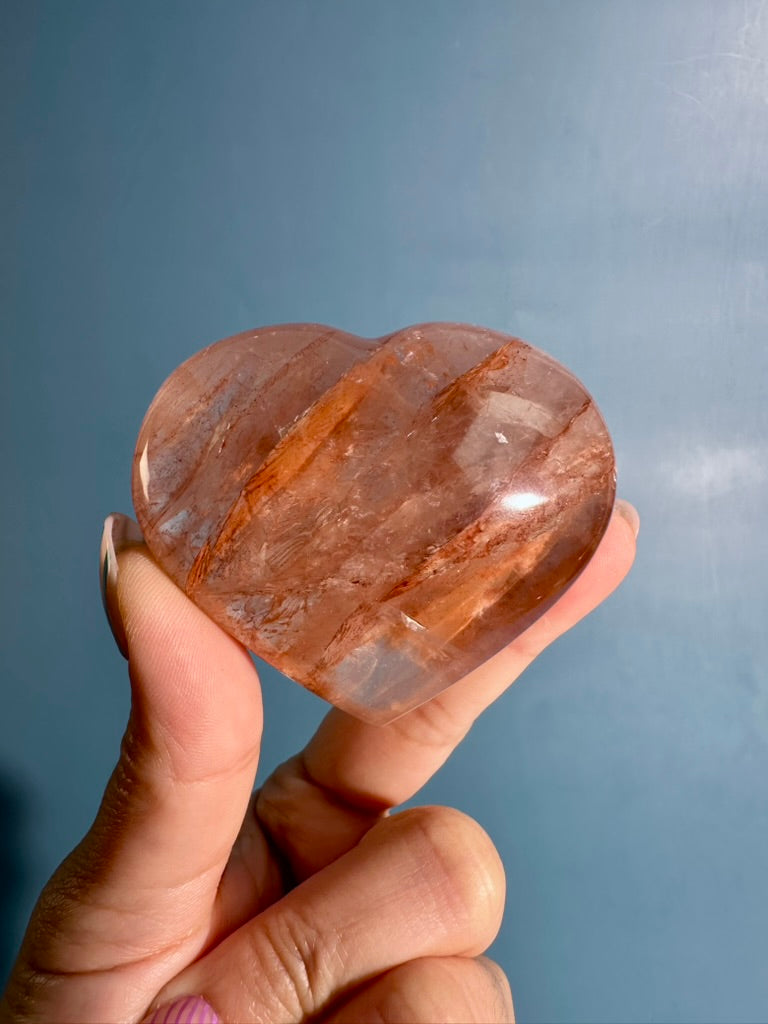 Fire Quartz Heart – Option A | Courage, Grounding & Emotional Balance Crystal