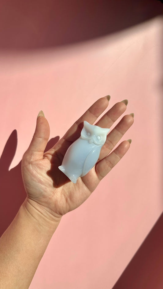Blue Chalcedony Owl Carving (Large & Small) - You Pick!
