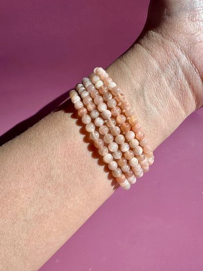 4mm Sunstone + Moonstone Beaded Bracelet