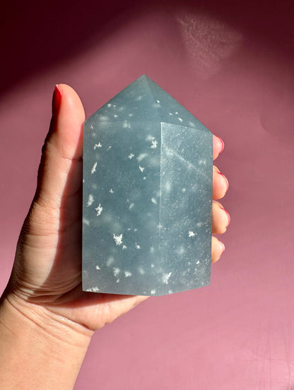 Large Peruvian Snowflake Angelite Tower - A