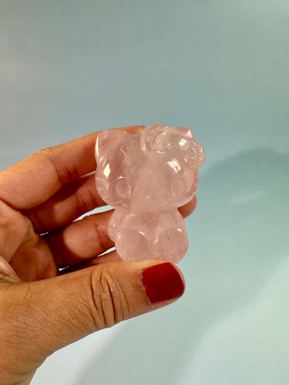 Rose Quartz Kawaii Hey Kitty Cat Quartz Carving
