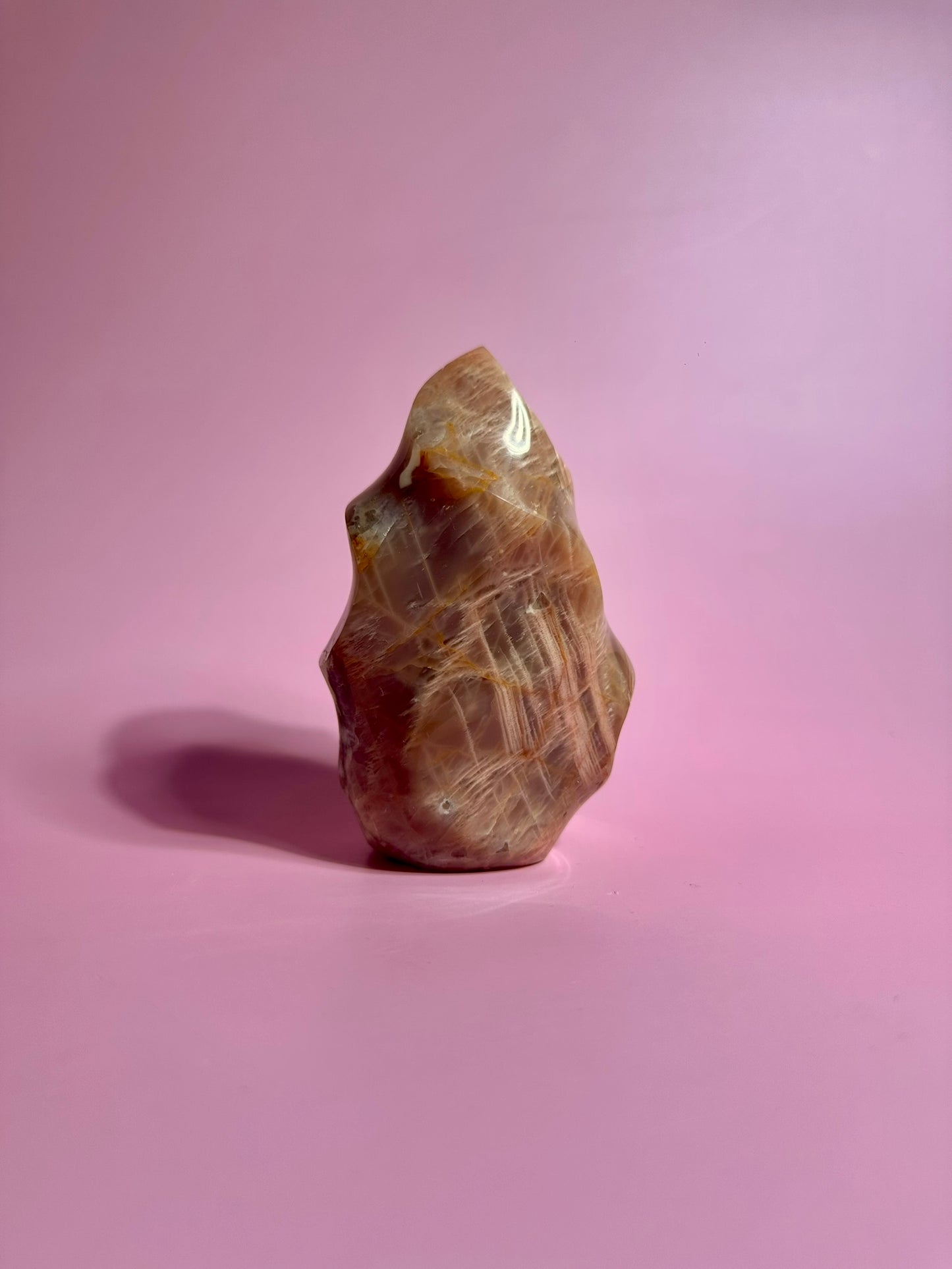 Peach Moonstone Flame – Option C | Collector Crystal, Self-Love & Gentle Transformation