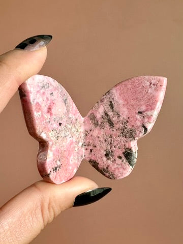Rhodonite 3D Butterfly Carving