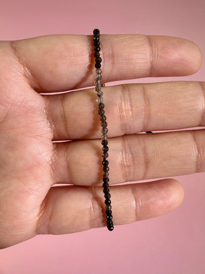 2mm Smokey Quartz Adjustable Beaded Bracelet