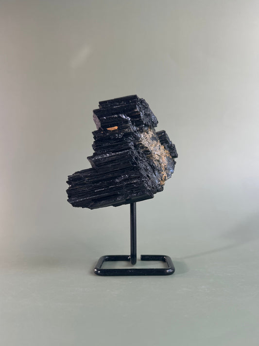 Raw Black Tourmaline on Pinned Stand – B