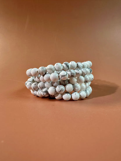 6mm Howlite Beaded Bracelet