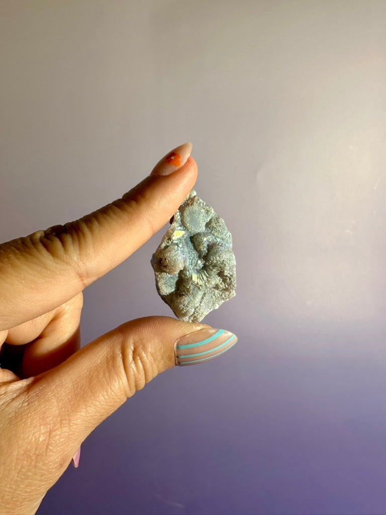 Intuitively Chosen Aura Chalcedony Specimen | Rainbow Crystal Display Piece