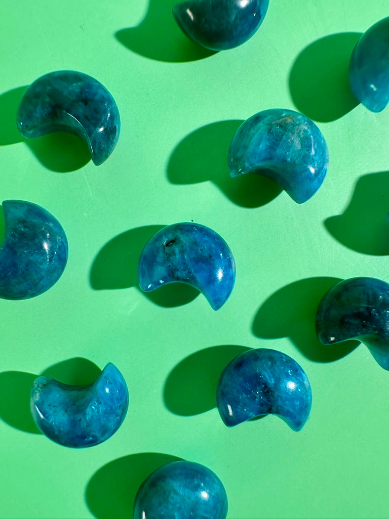 Mini Blue Apatite Crescent Moon | Crystal Carving