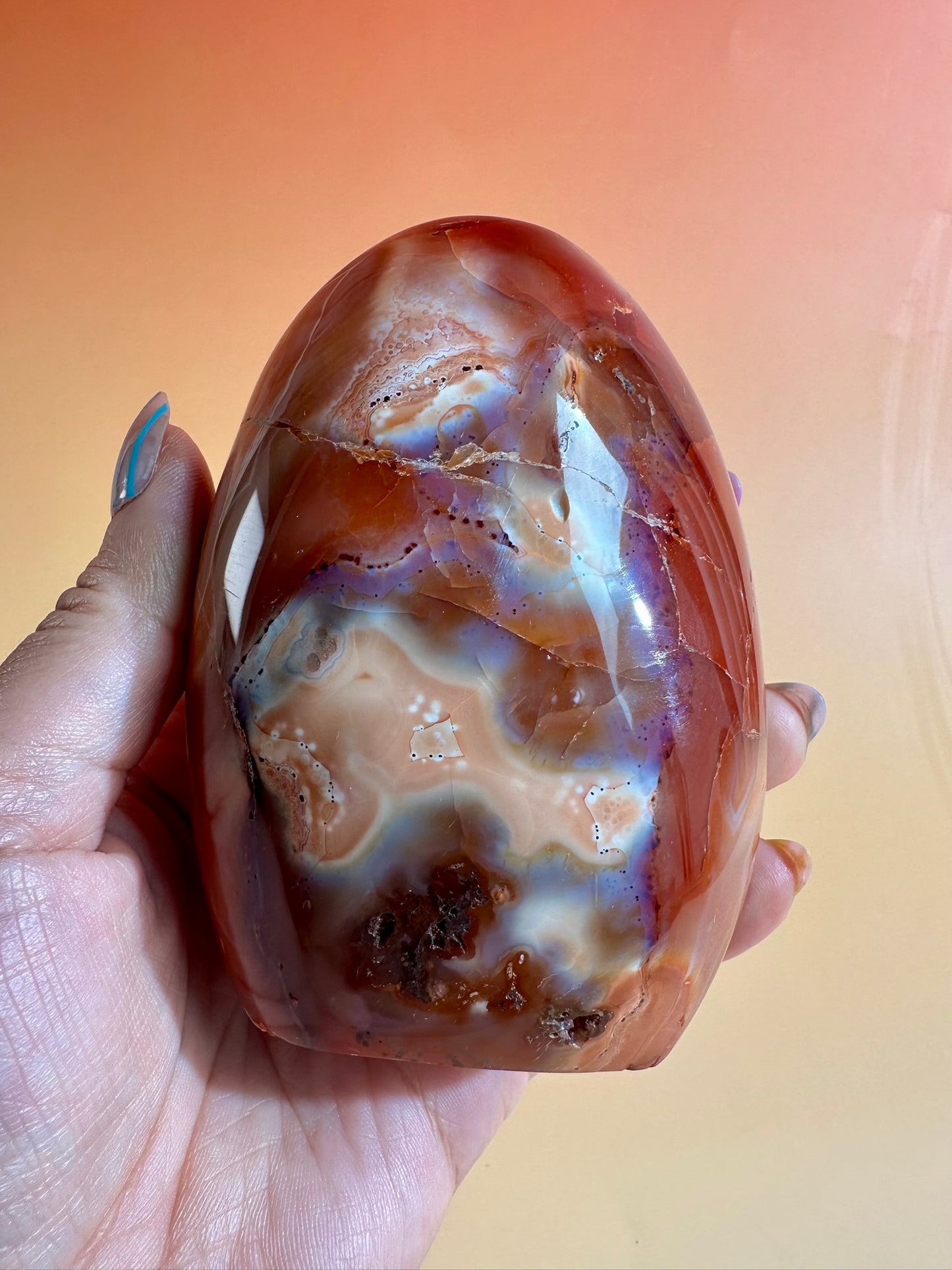 Carnelian Orca Agate Standing Freeform – Option F | Confidence, Creativity & Statement Crystal