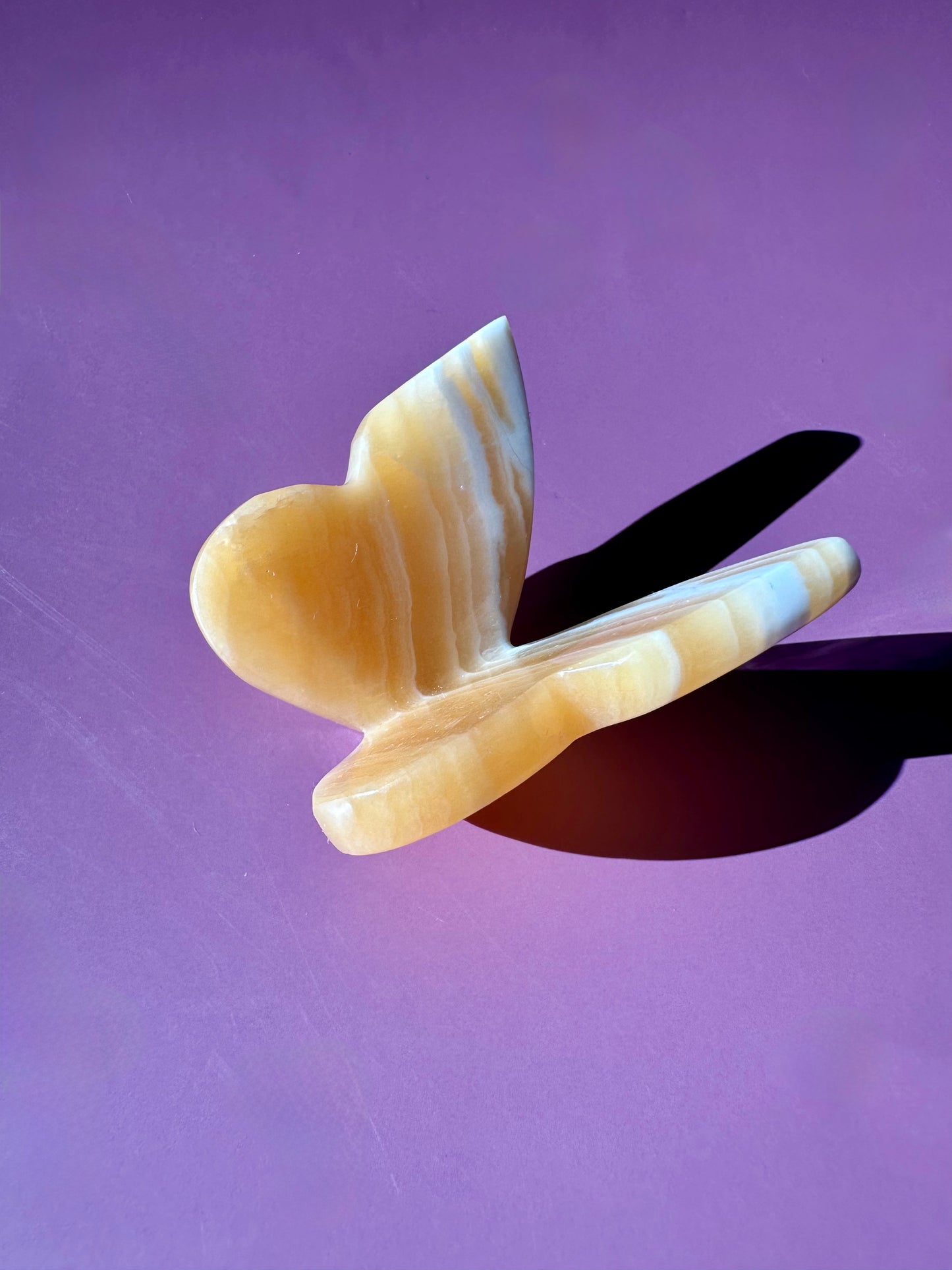 Orange Calcite 3D Butterfly Carving