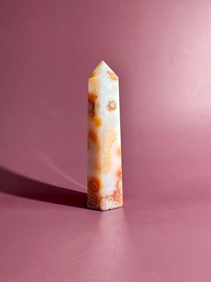 Carnelian Flower Agate Tower Option G | Joy, Confidence & Personal Growth Crystal