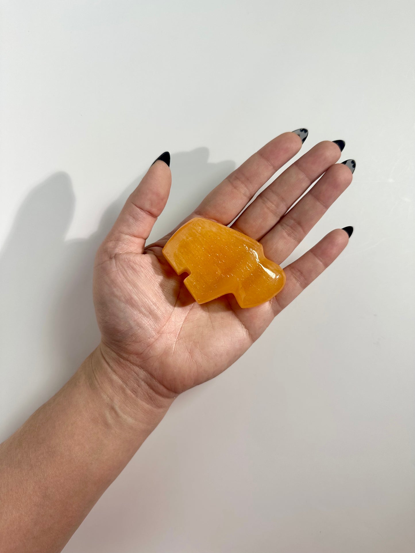 Orange Calcite Buffalo Bison Carving