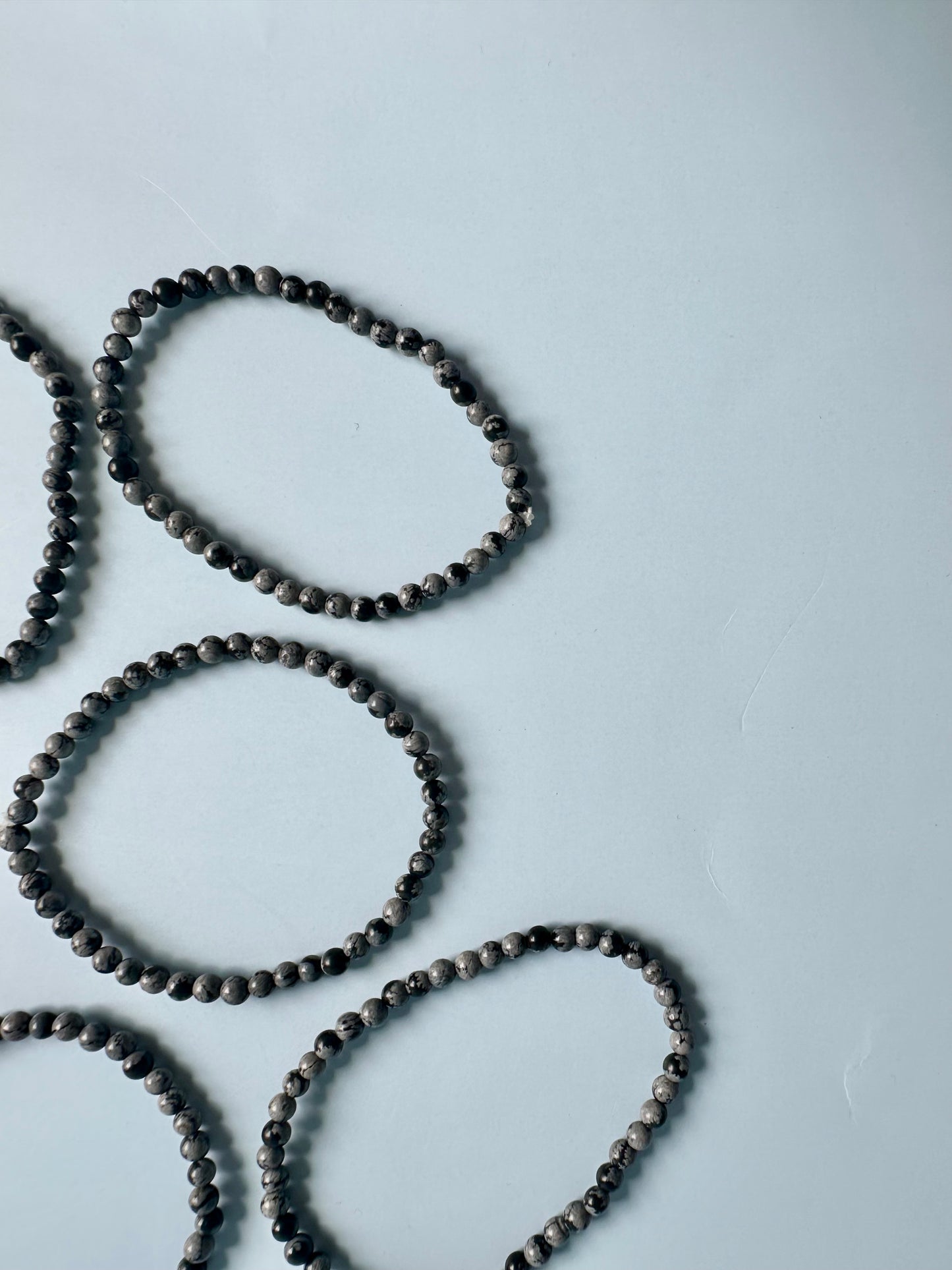 4mm Snowflake Obsidian Beaded Bracelet