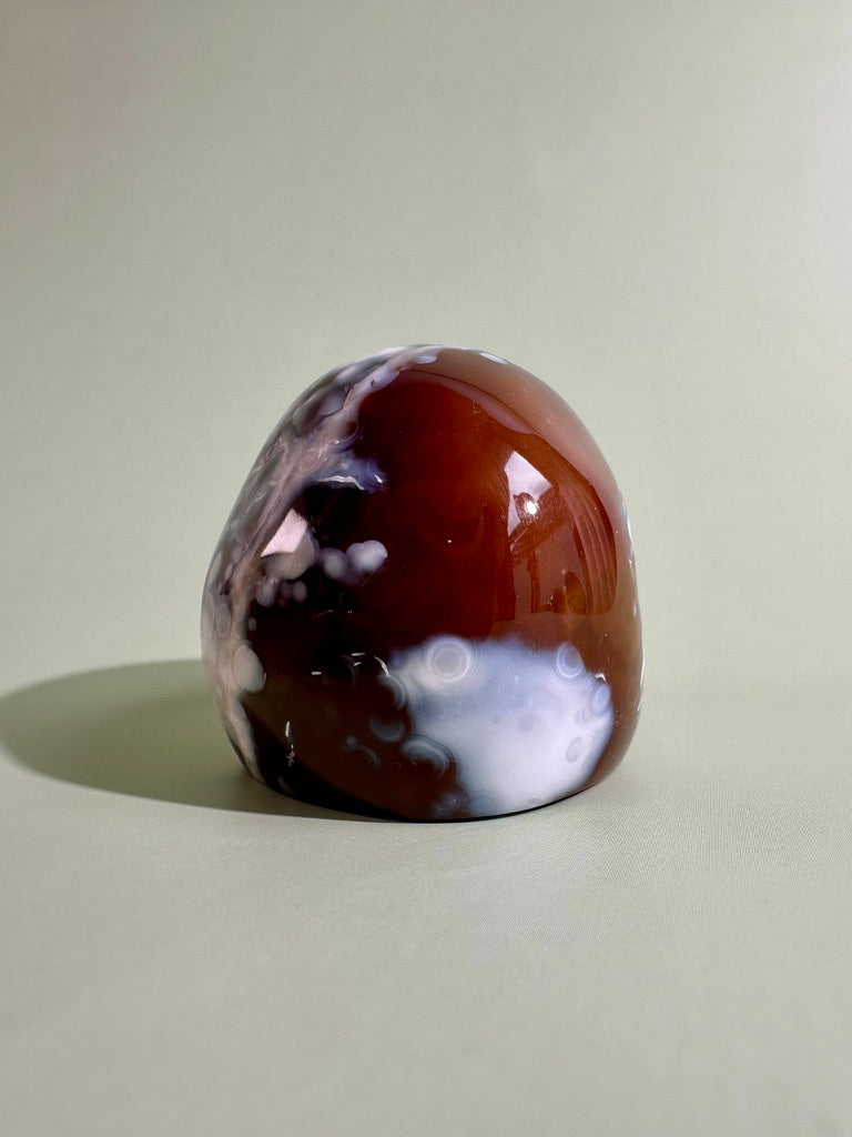 Carnelian Orca Agate Standing Freeform – Option A | Courage, Grounding & Collector Crystal