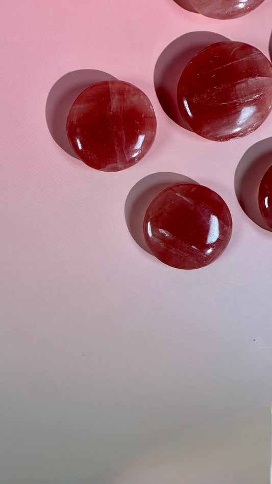 Rose Calcite Round Flat Palm