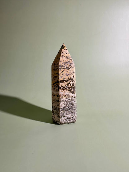 Yellow & Green Ocean Jasper Tower | Joy, Growth & Emotional Balance Crystal